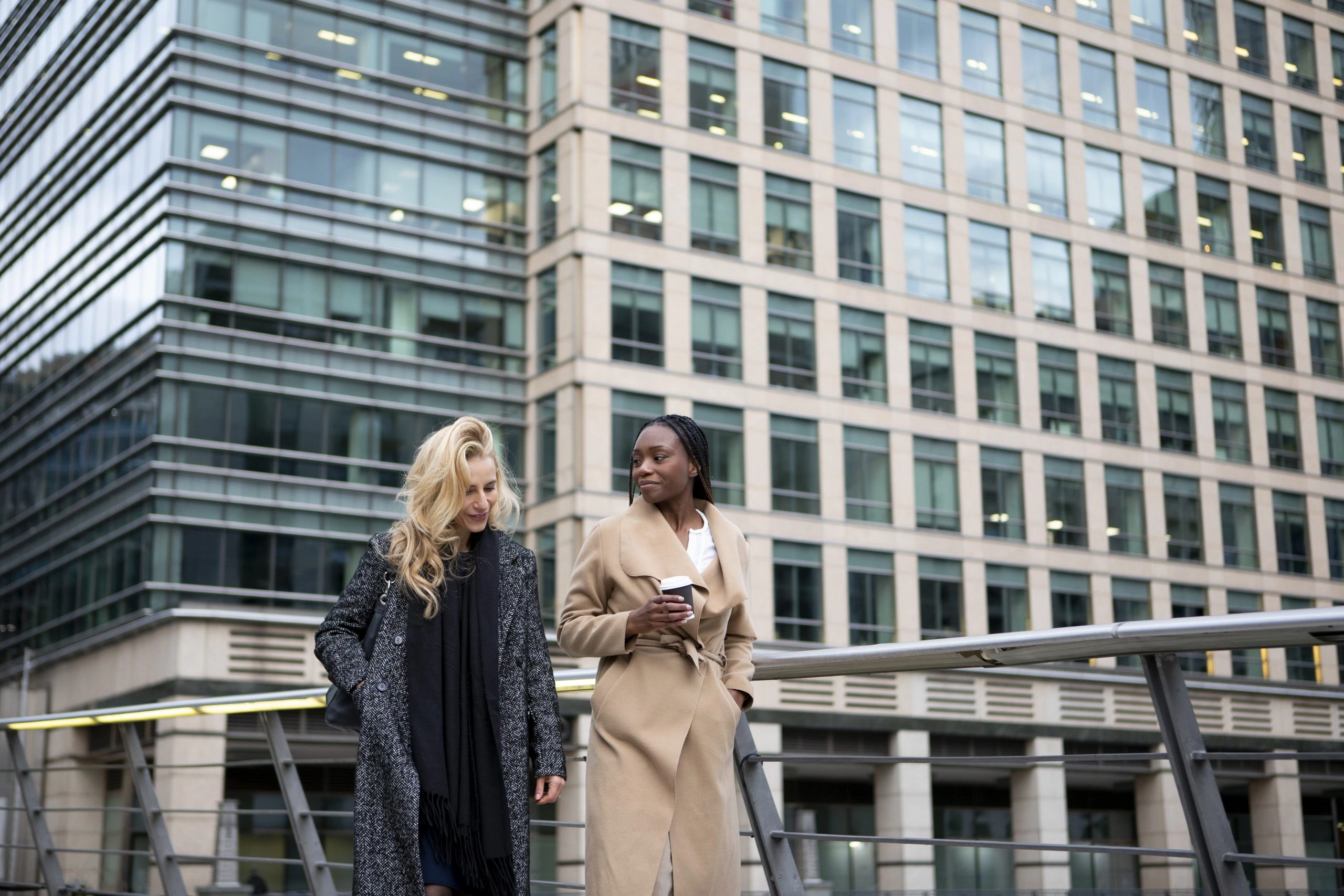 Businesswomen working together in the city.