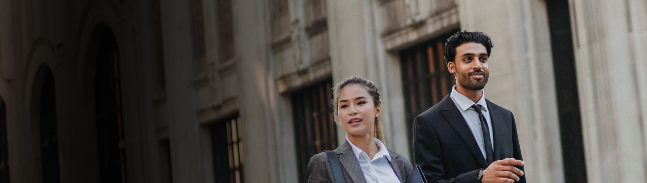 Business people smiling
