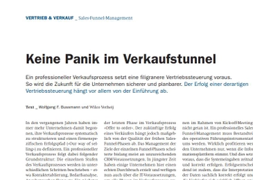 Artikel Keine Panik im Verkaufstunnel –Verkaufsprozesse managen
